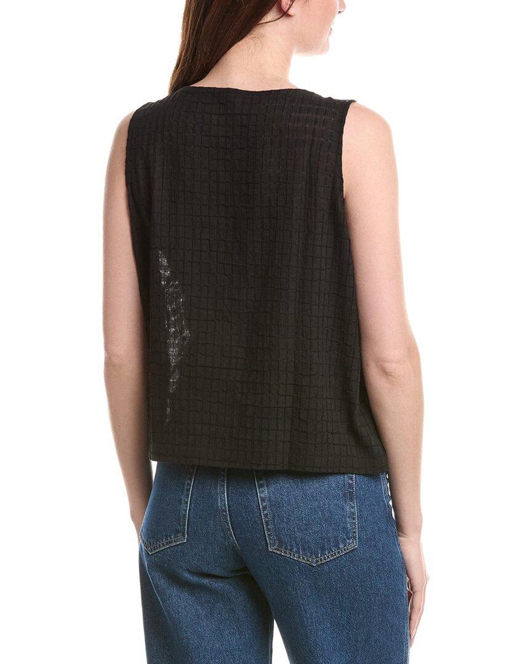 Eileen Fisher Black Round Neck Vest