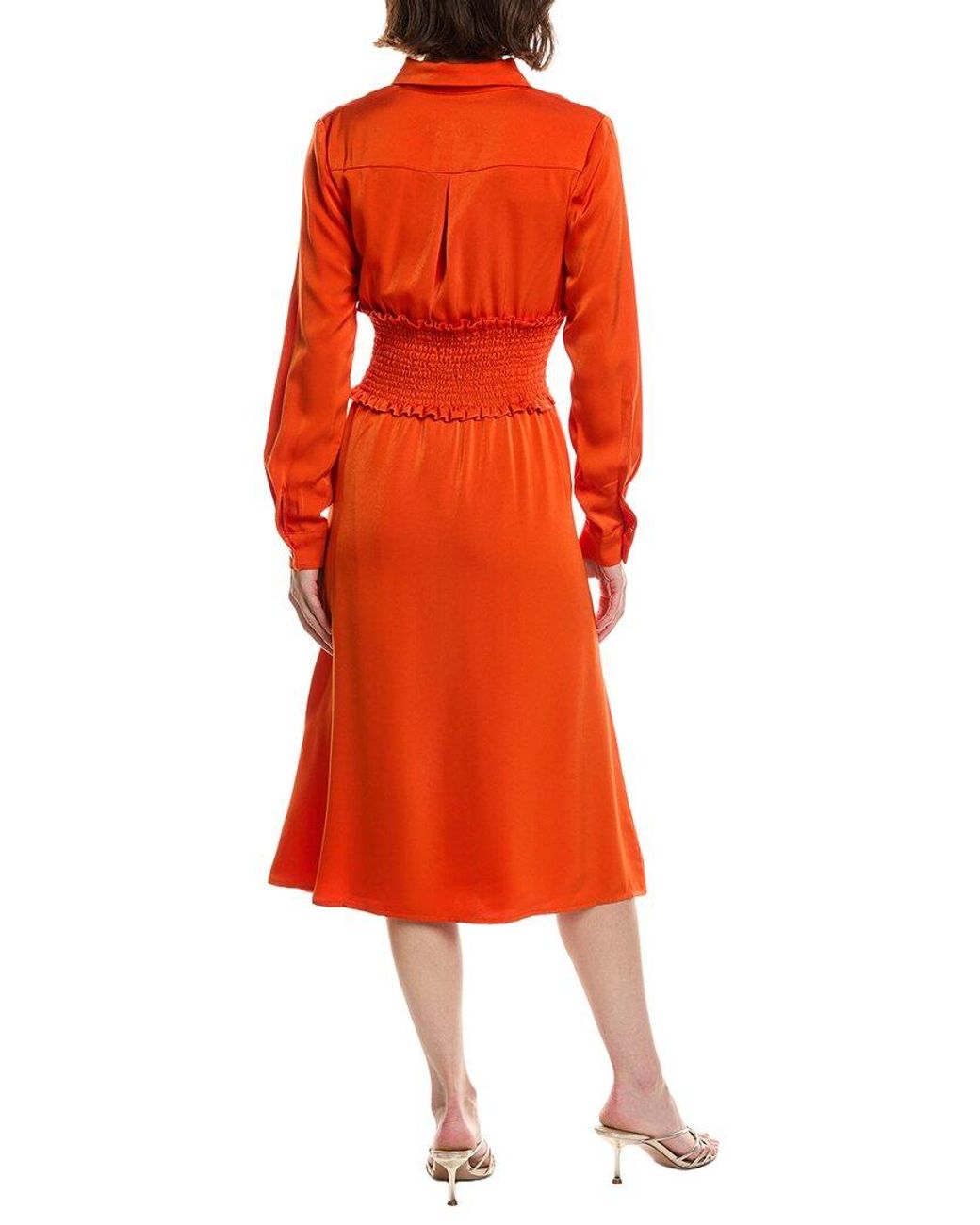 Pascale La Mode Red Satin Corset Waist Shirtdress