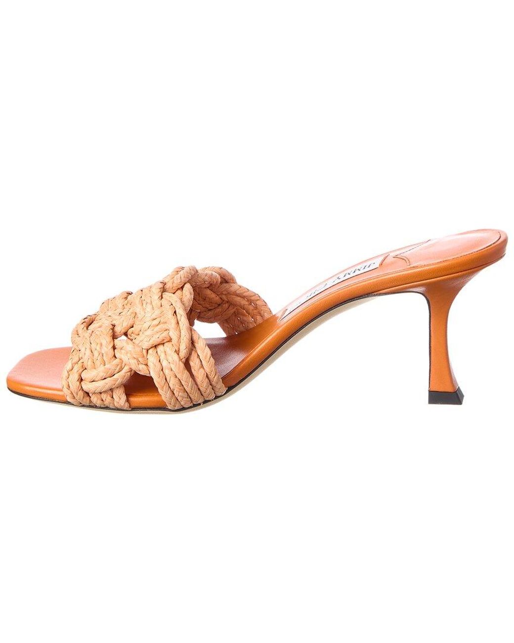 Jimmy Choo Orange Chara 70 Raffia Sandal
