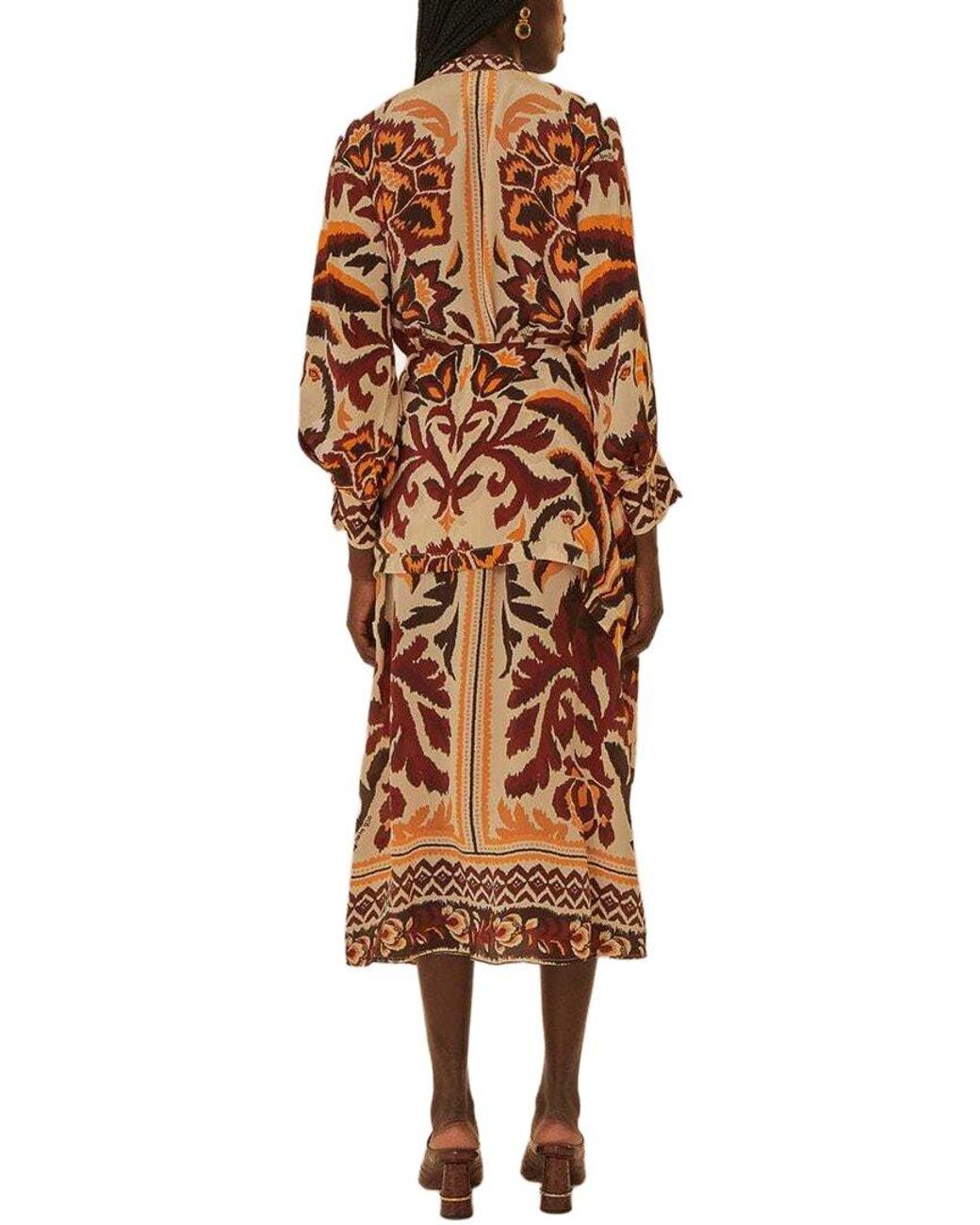 Farm Rio Brown Toucans Scarf Cream Maxi Dress