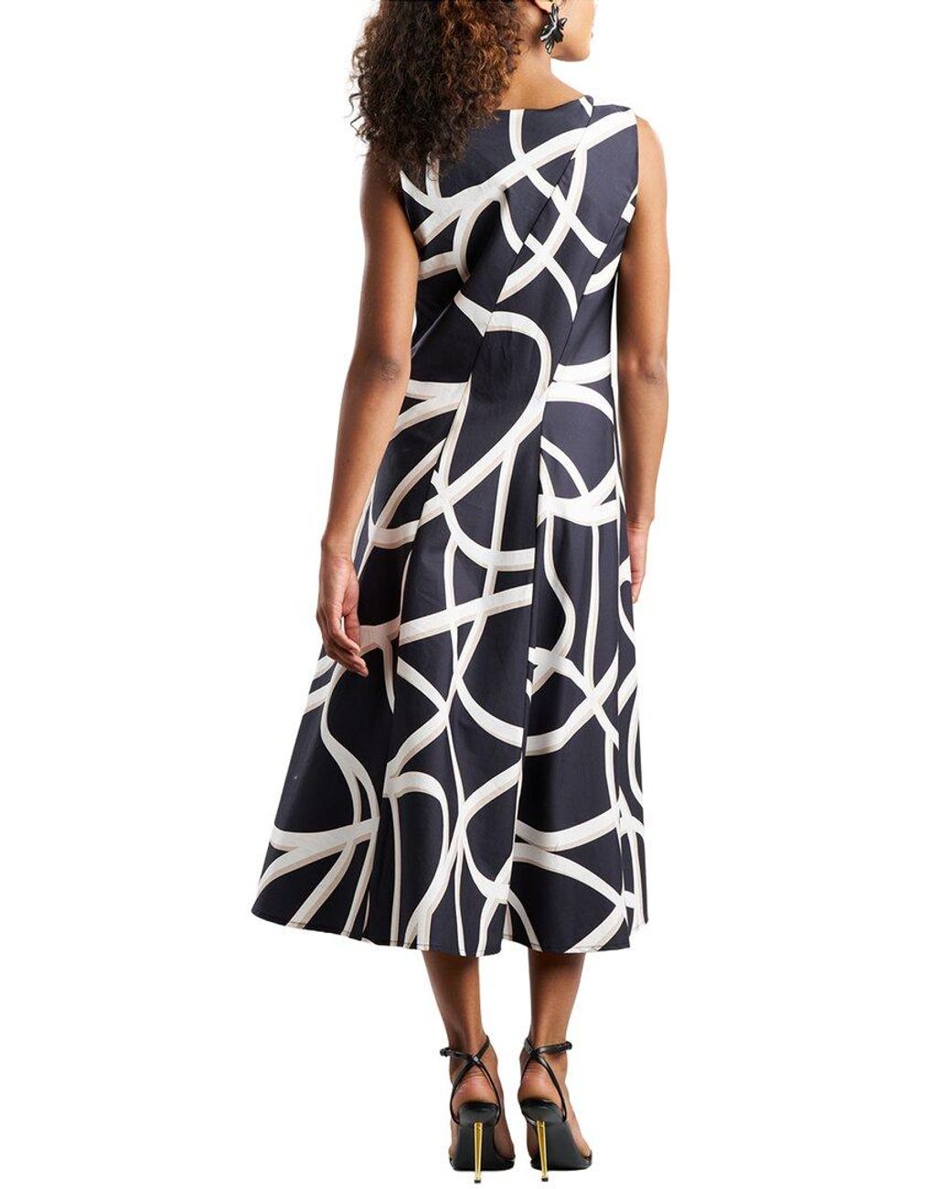 Natori White Spiral Taffeta Asymmetric Seam Dress