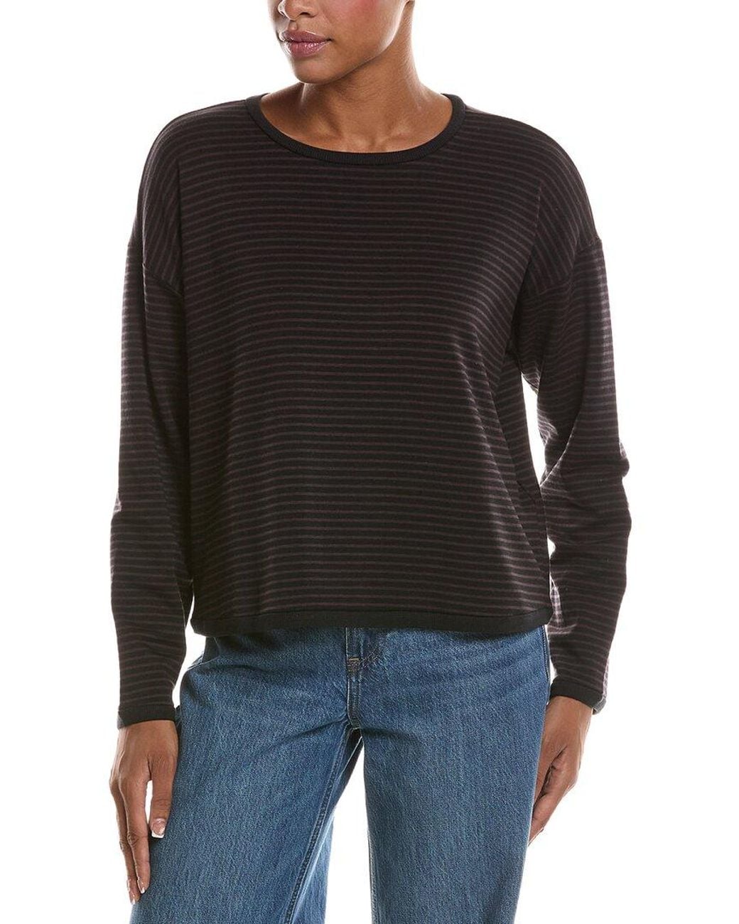 Eileen Fisher Black Round Neck Box Top