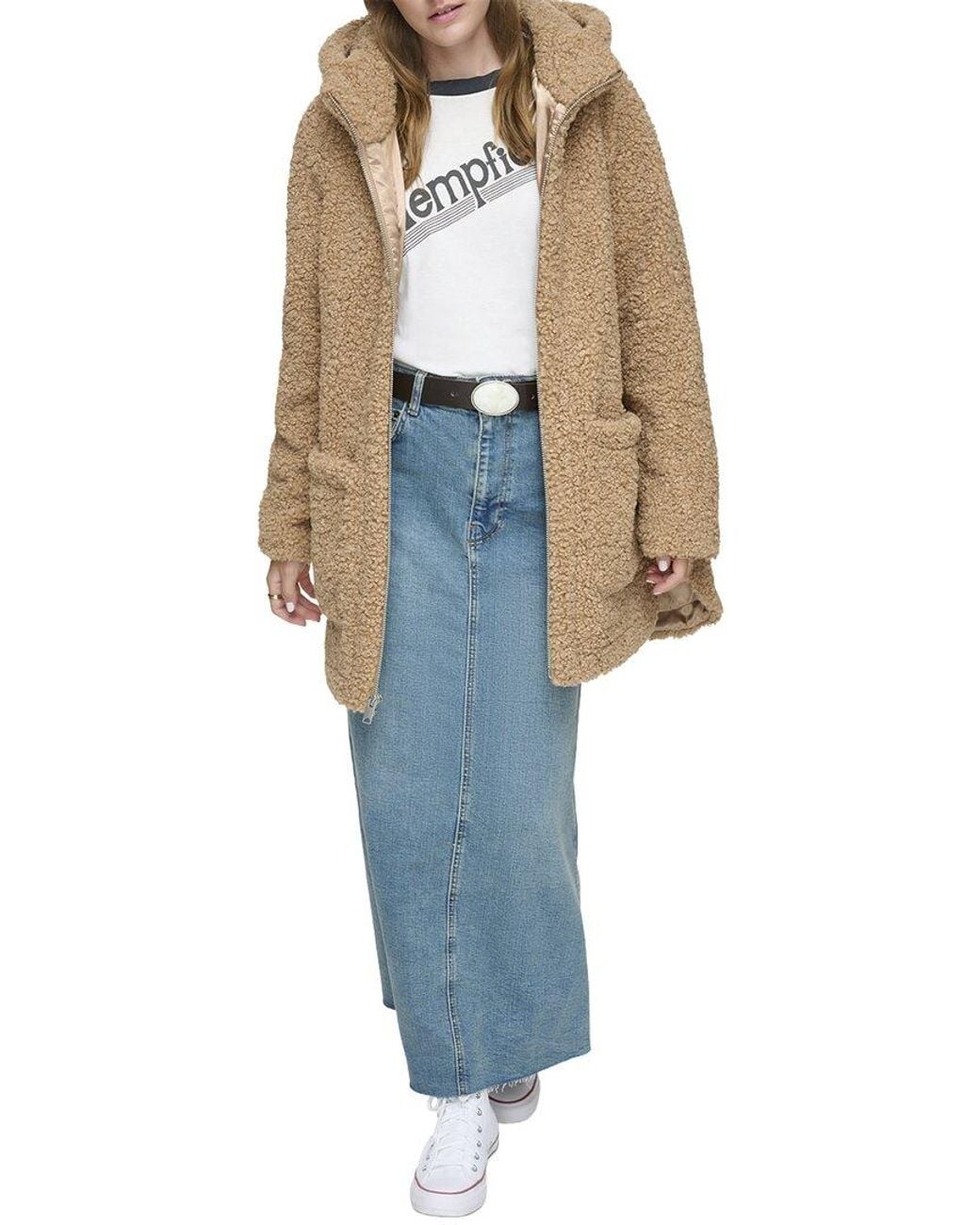 Andrew Marc Brown Faux Sherpa Wool Coat