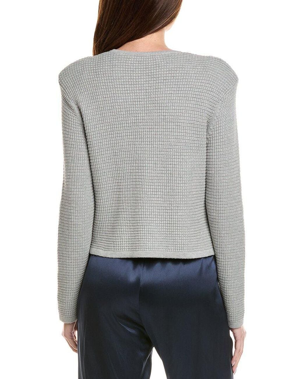 Hannah Rose Gray Textured Crop Cashmere-Blend Jacket