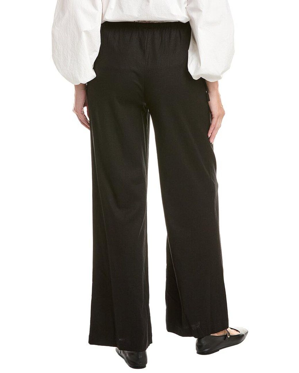 Nia Black Alejo Linen-Blend Pant