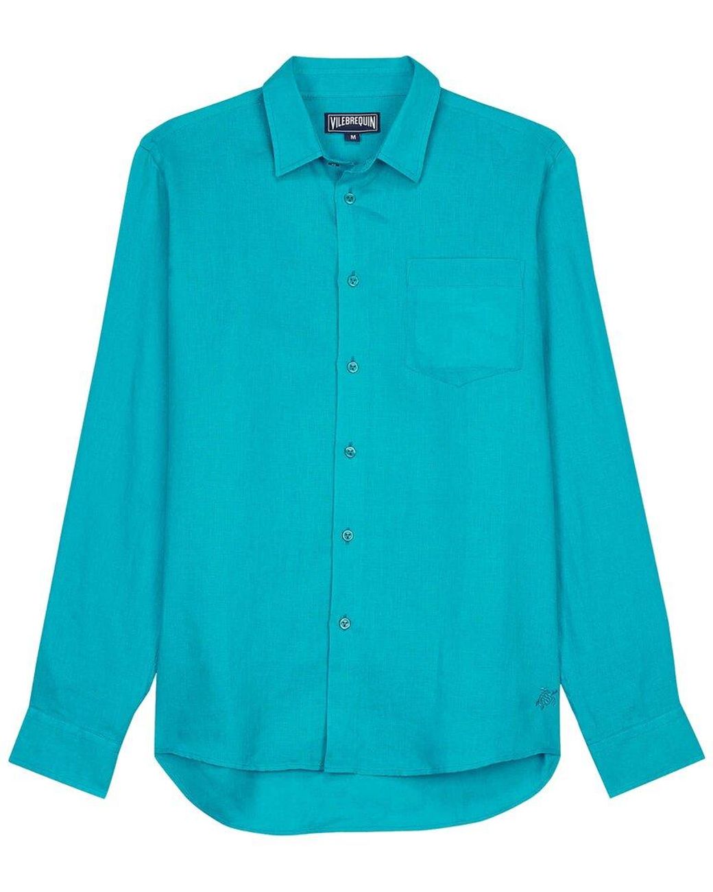 Vilebrequin Blue Linen Shirt for men