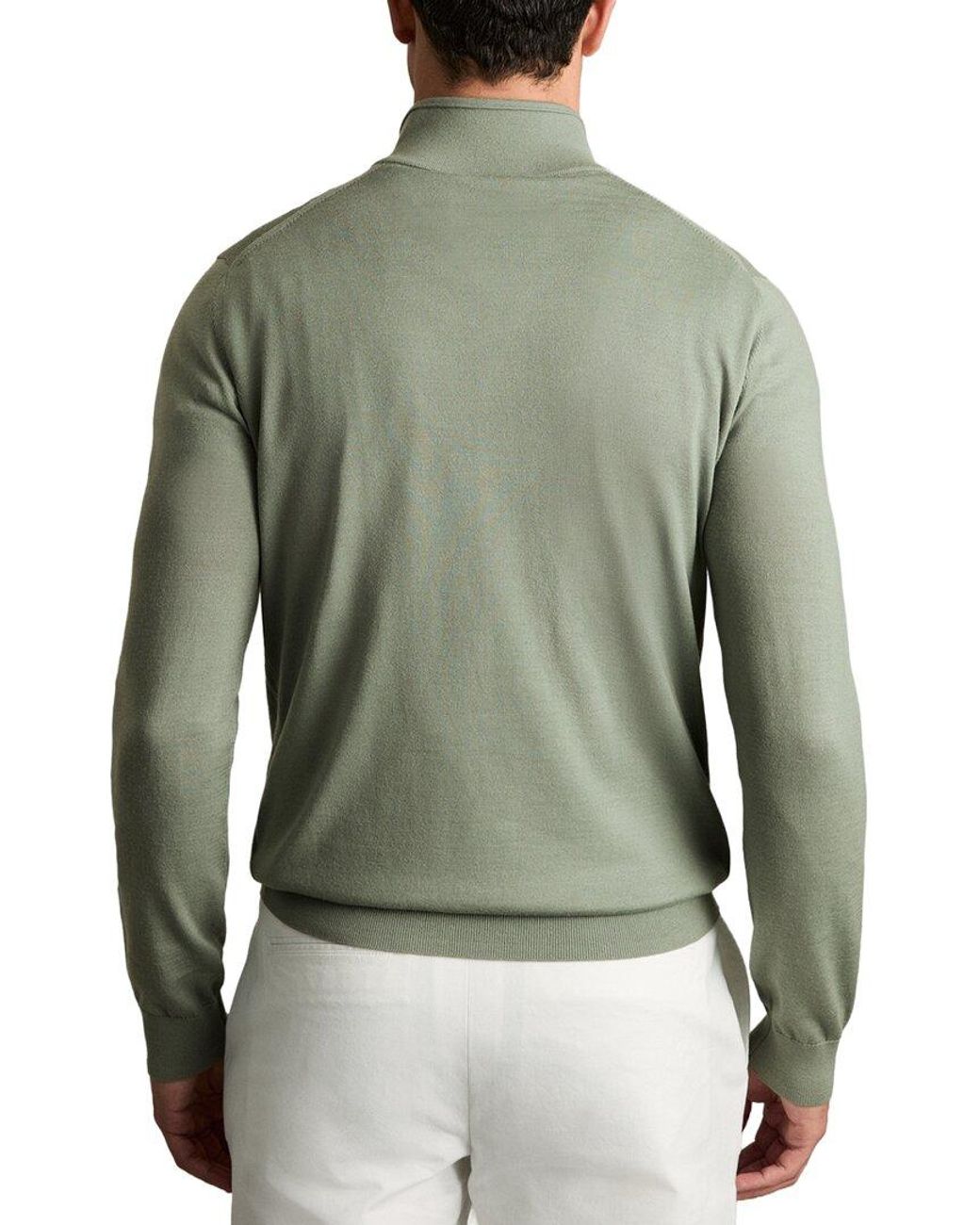 Reiss Green Blackhall Half Zip Fun Wool Sweater for men