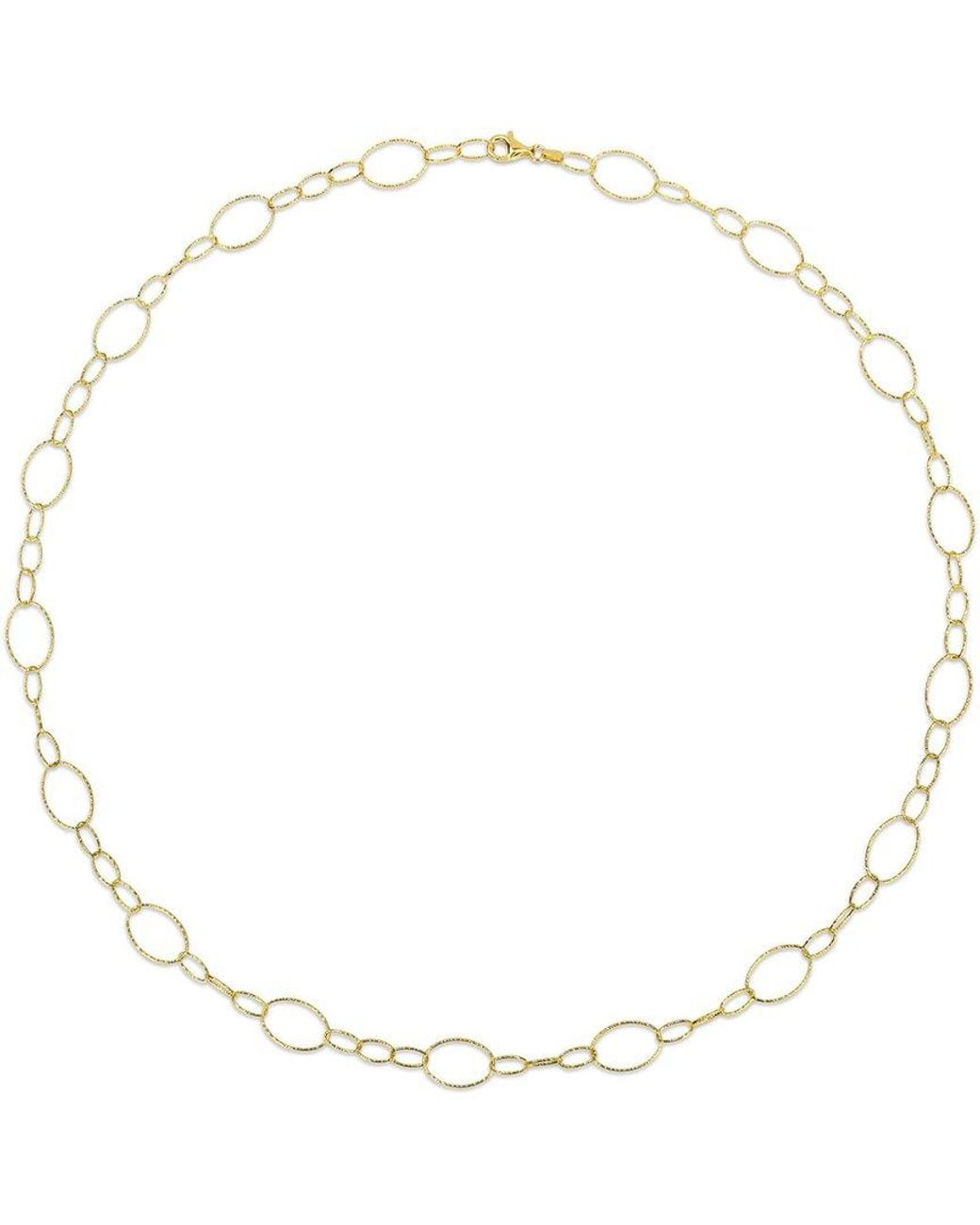 Italian Silver Metallic 18K Over Fancy Oval Link Chain Necklace
