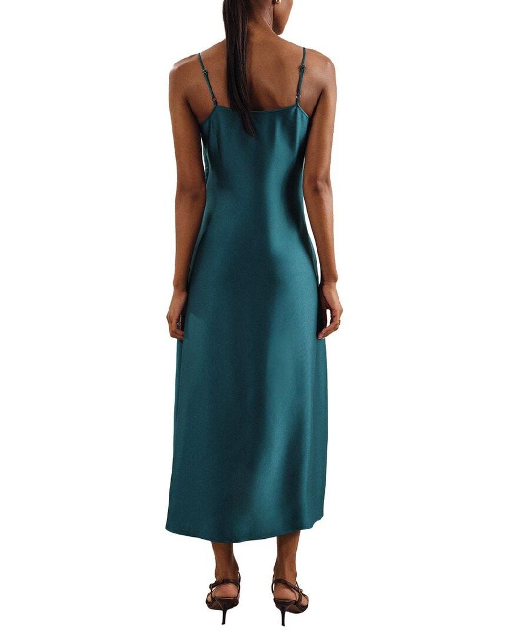 Reiss Green Zoey Drape Occasion Slip Dress