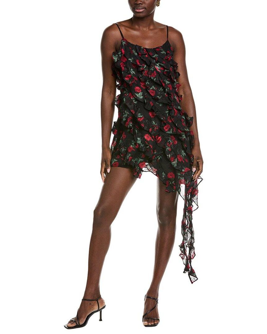 Endless Rose Black Print Ruffled Dress