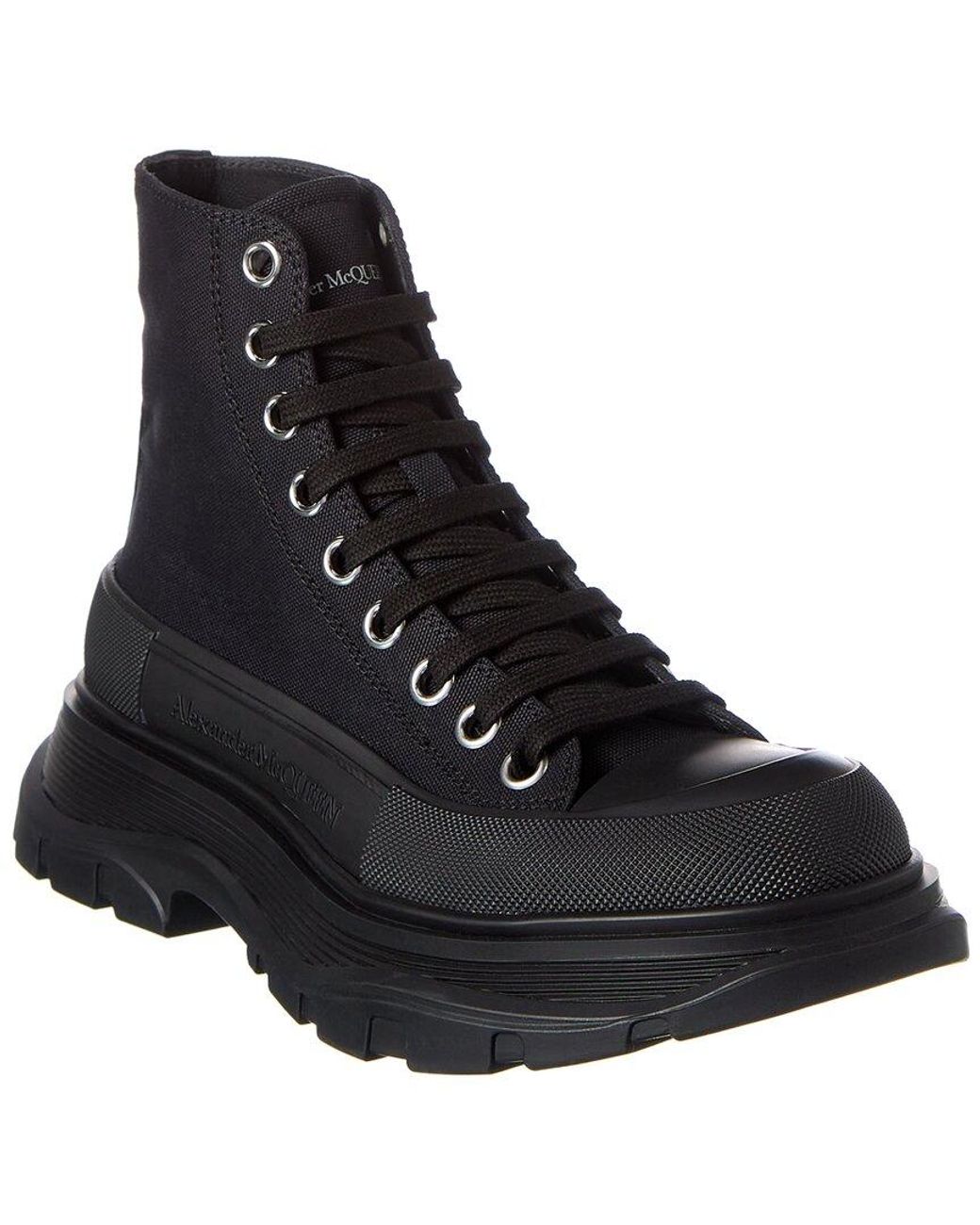 McQueen Black Tread Slick Canvas Boot