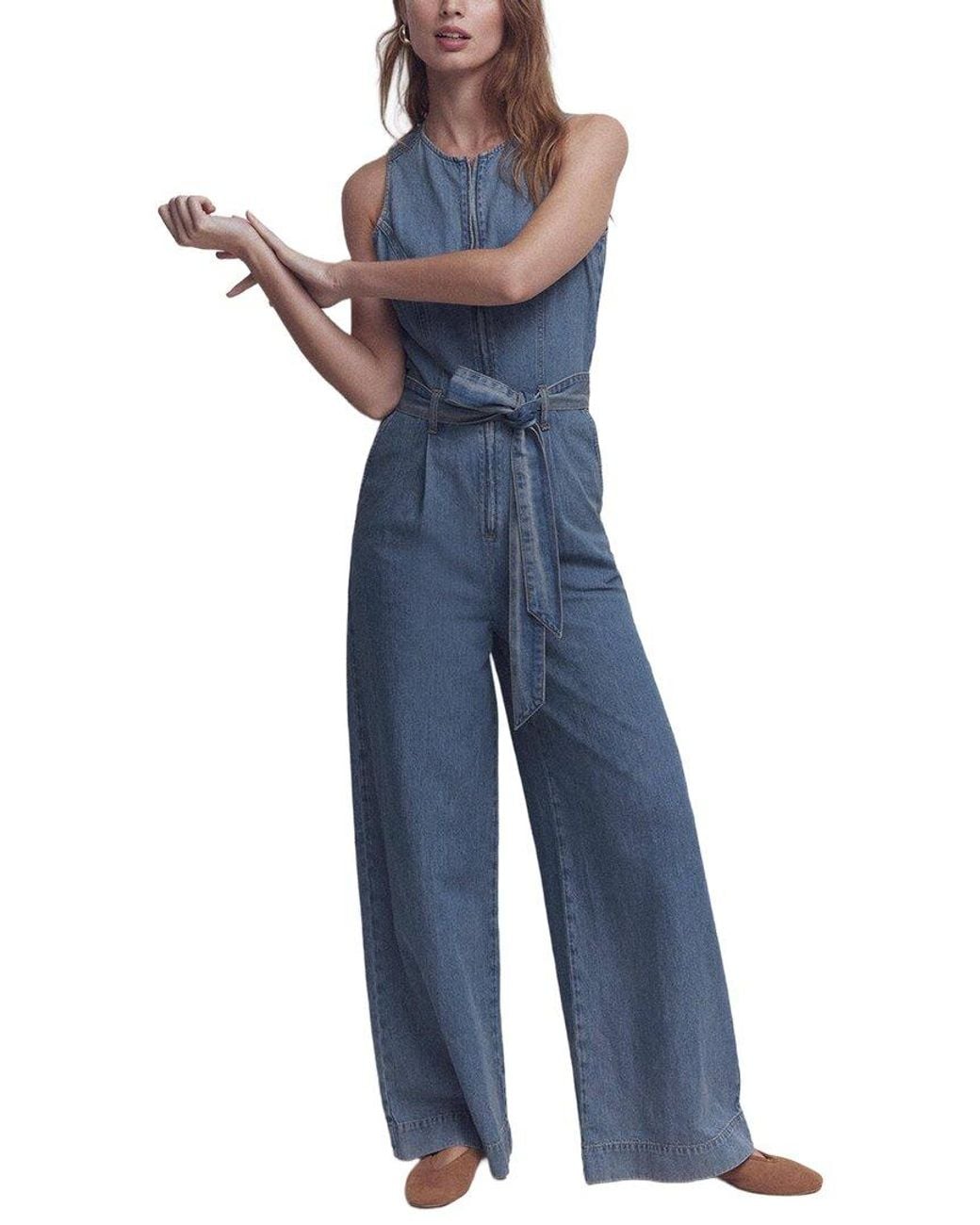 Boden Blue Sleeveless Denim Jumpsuit