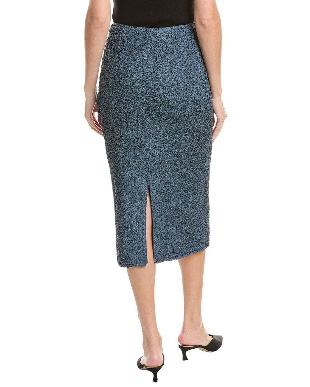 Lafayette 148 New York Blue Soutache Pencil Skirt
