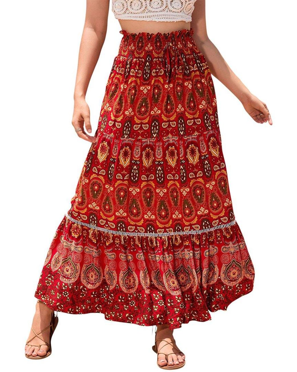 ENJOY PETRA Red Midi Skirt