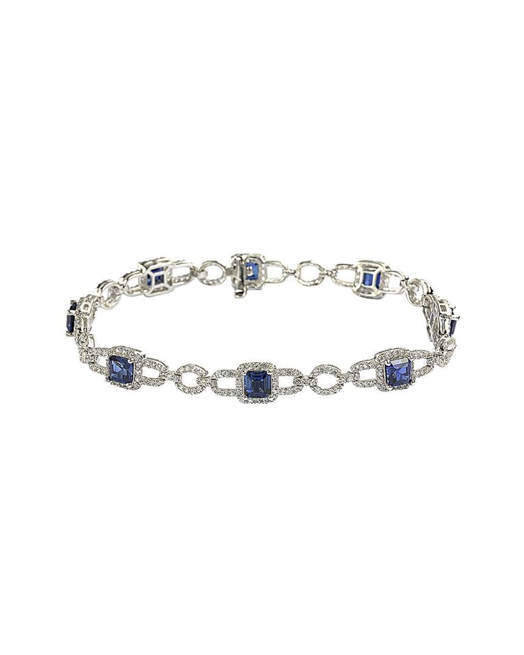 Suzy Levian Silver Sapphire Bracelet in Metallic - Lyst