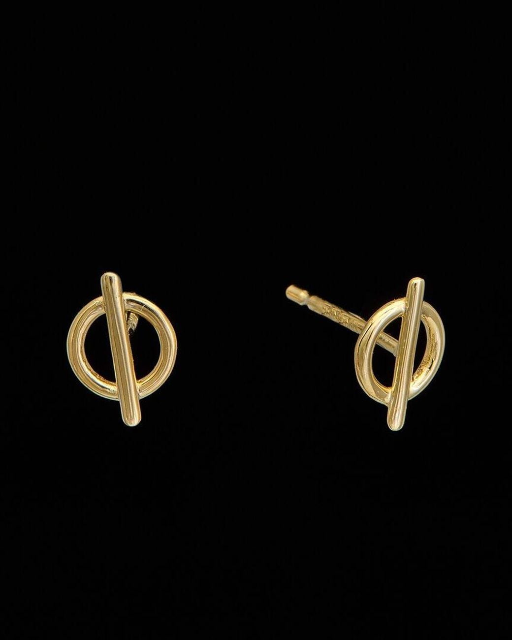 Italian Gold Black 14K Circle Bar Studs