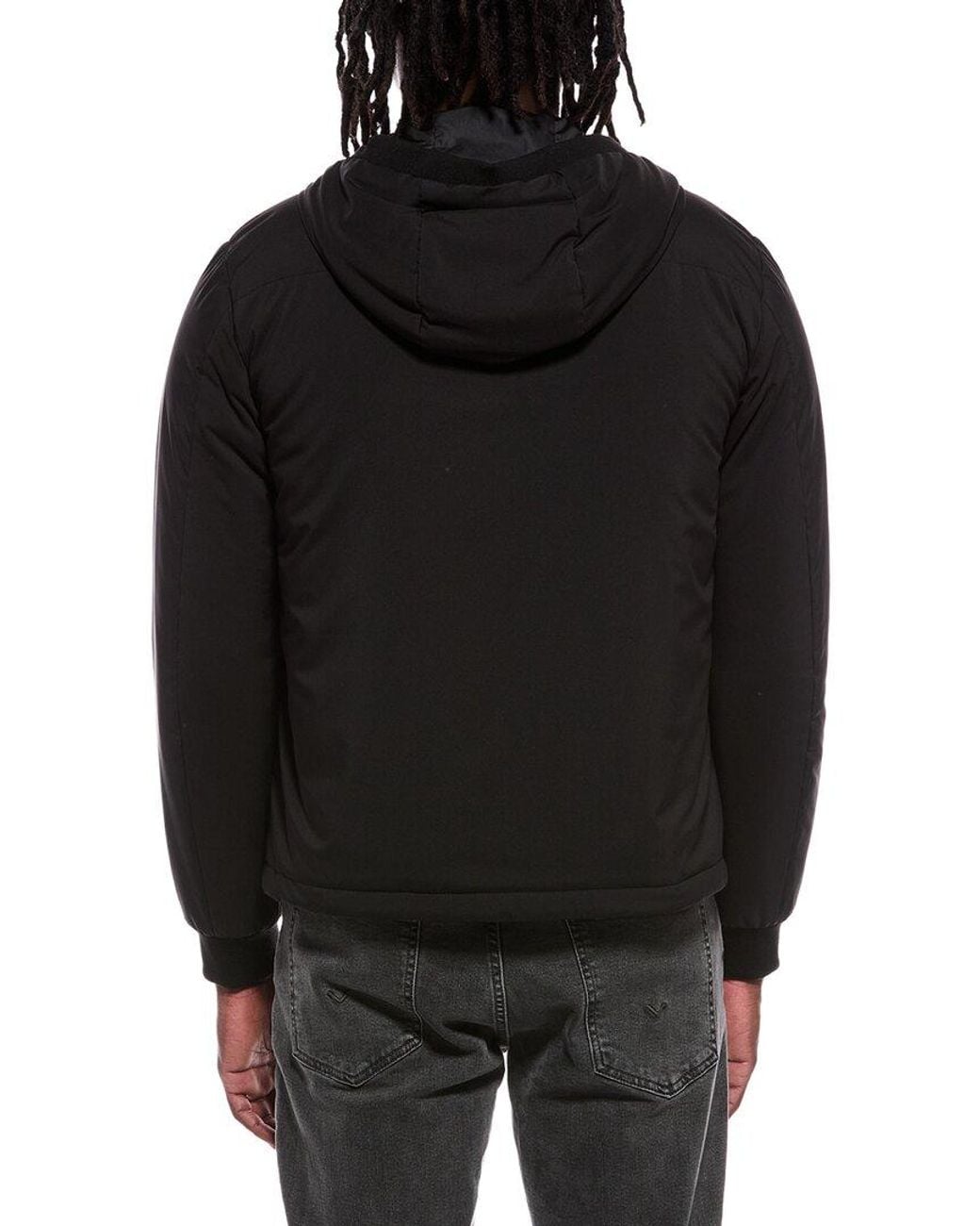 Canali Black Leather-Trim Jacket for men