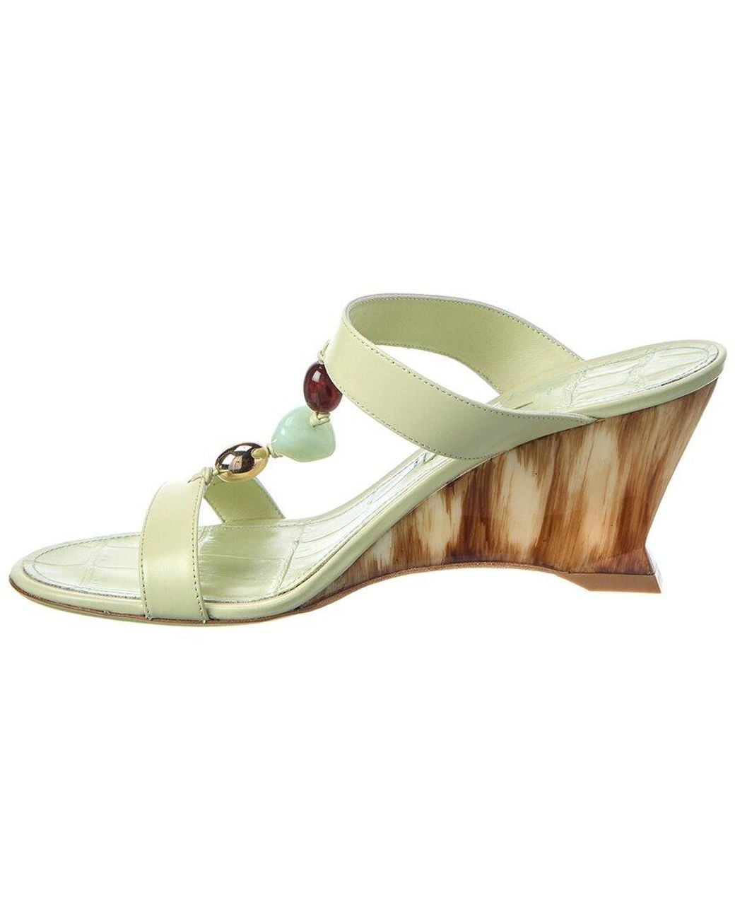 Ferragamo Metallic Seleny Croc-Embossed Leather Wedge Sandal