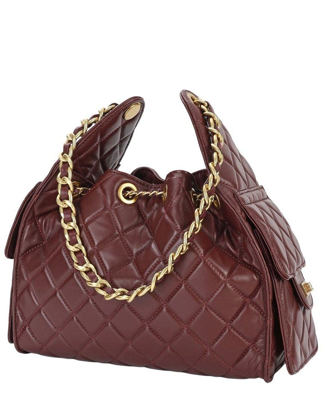 Tiffany & Fred Paris Purple Quilted Leather Shoulder Bag