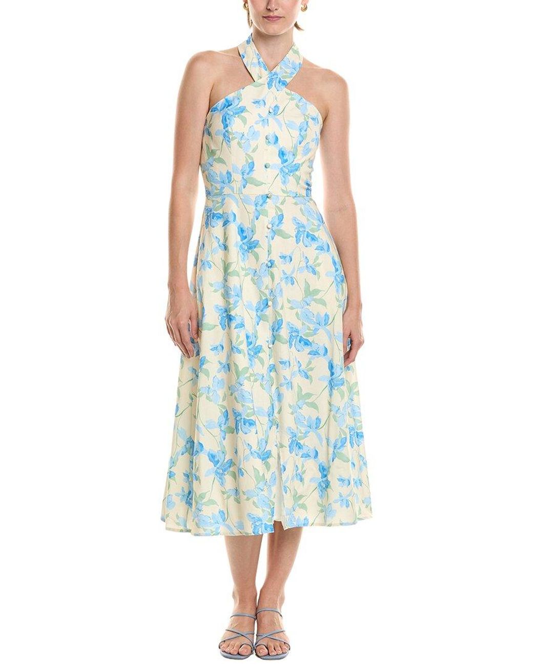 Hutch Blue Wally Linen-Blend Midi Dress