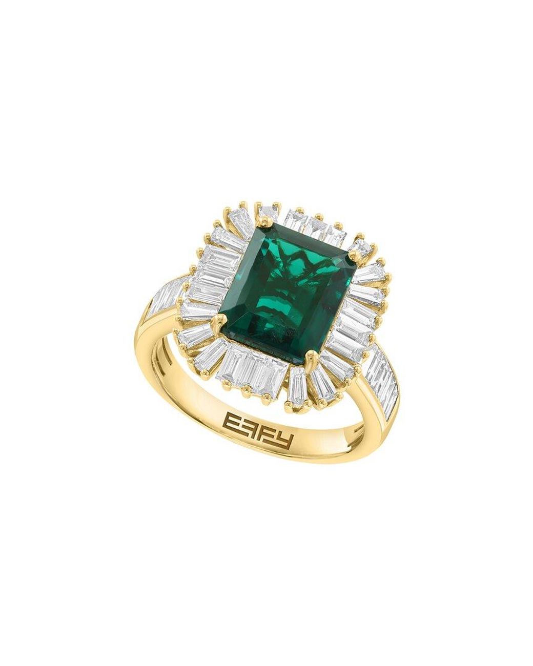 Effy Fine Jewelry Metallic 14K 4.17 Ct. Tw. Lab-Grown Diamond & Lab-Grown Emerald Ring