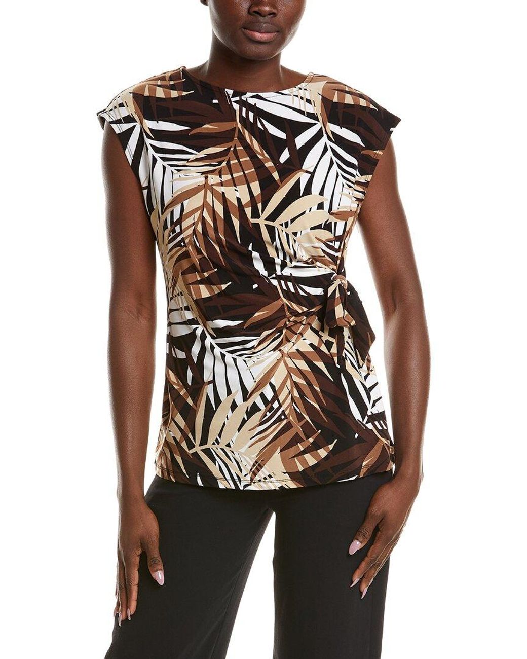 Anne Klein Black Extended Shoulder Top