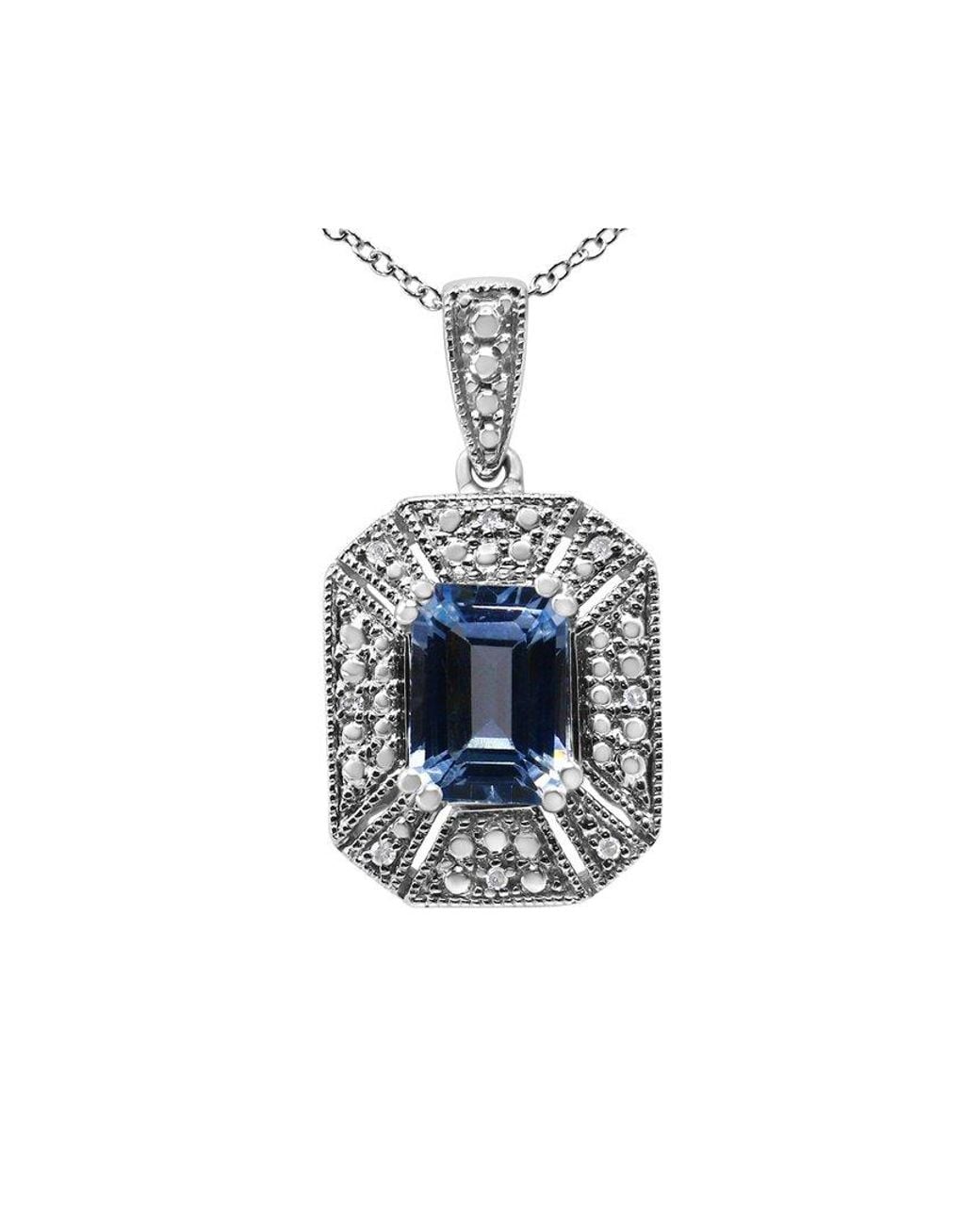 Haus of Brilliance Blue 1.60 Ct. Tw. Diamond & Topaz Pendant Necklace