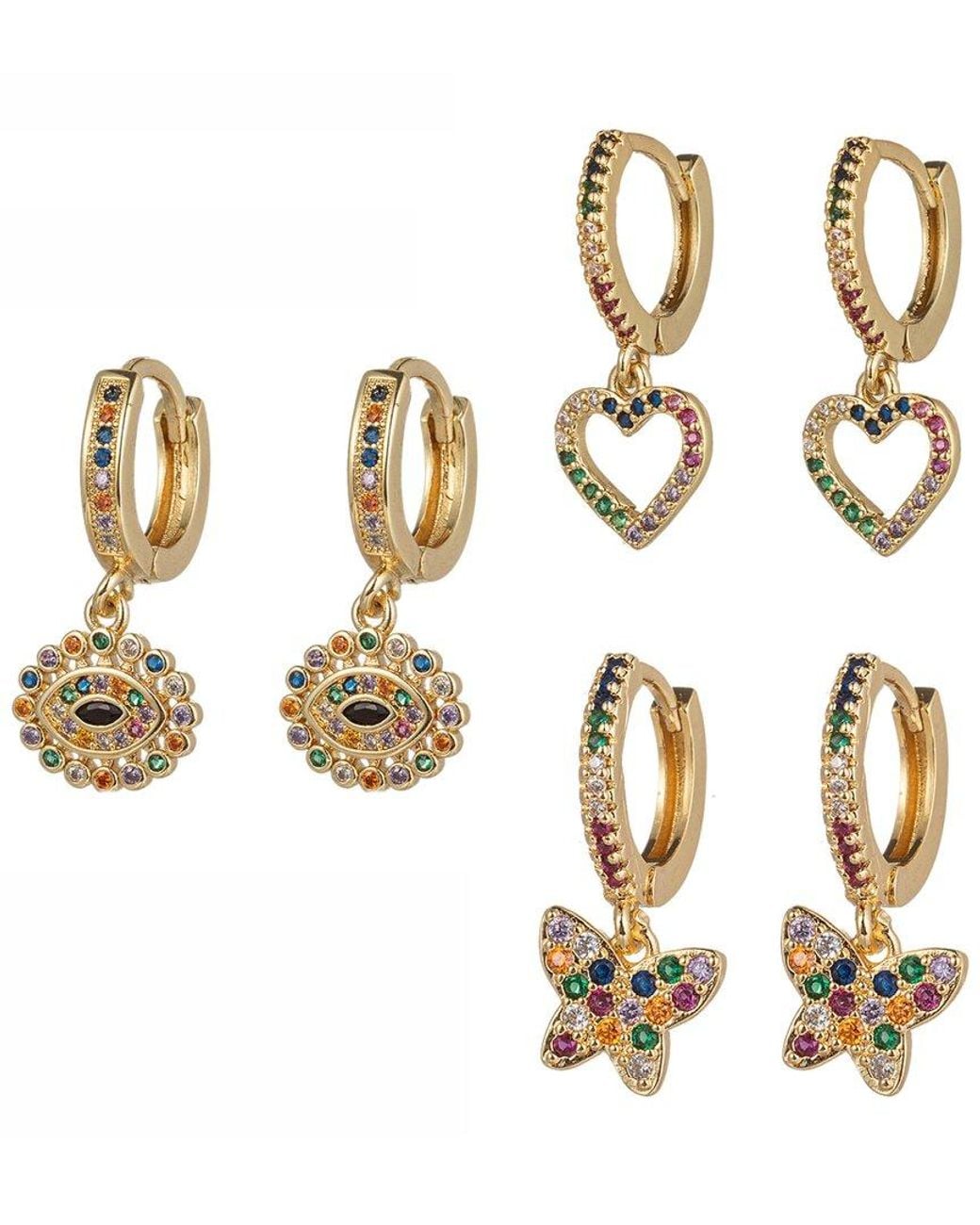 Eye Candy LA Metallic Luxe Collection 18k Plated Cz Huggie Set Earrings