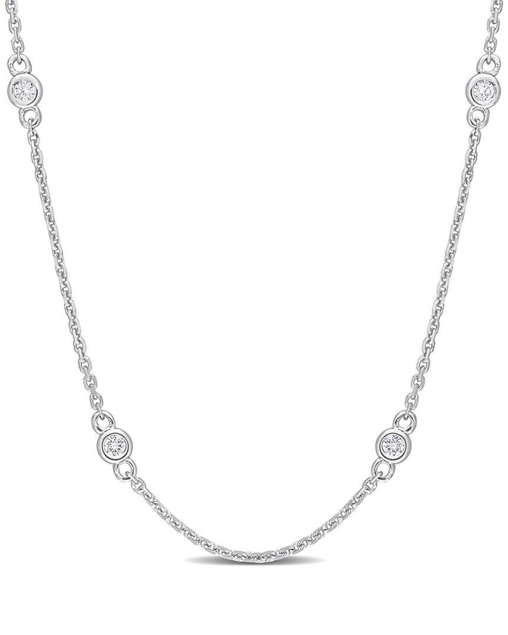 Diamond Select Cuts Natural 14K 0.18 Ct. Tw. Diamond Station Necklace