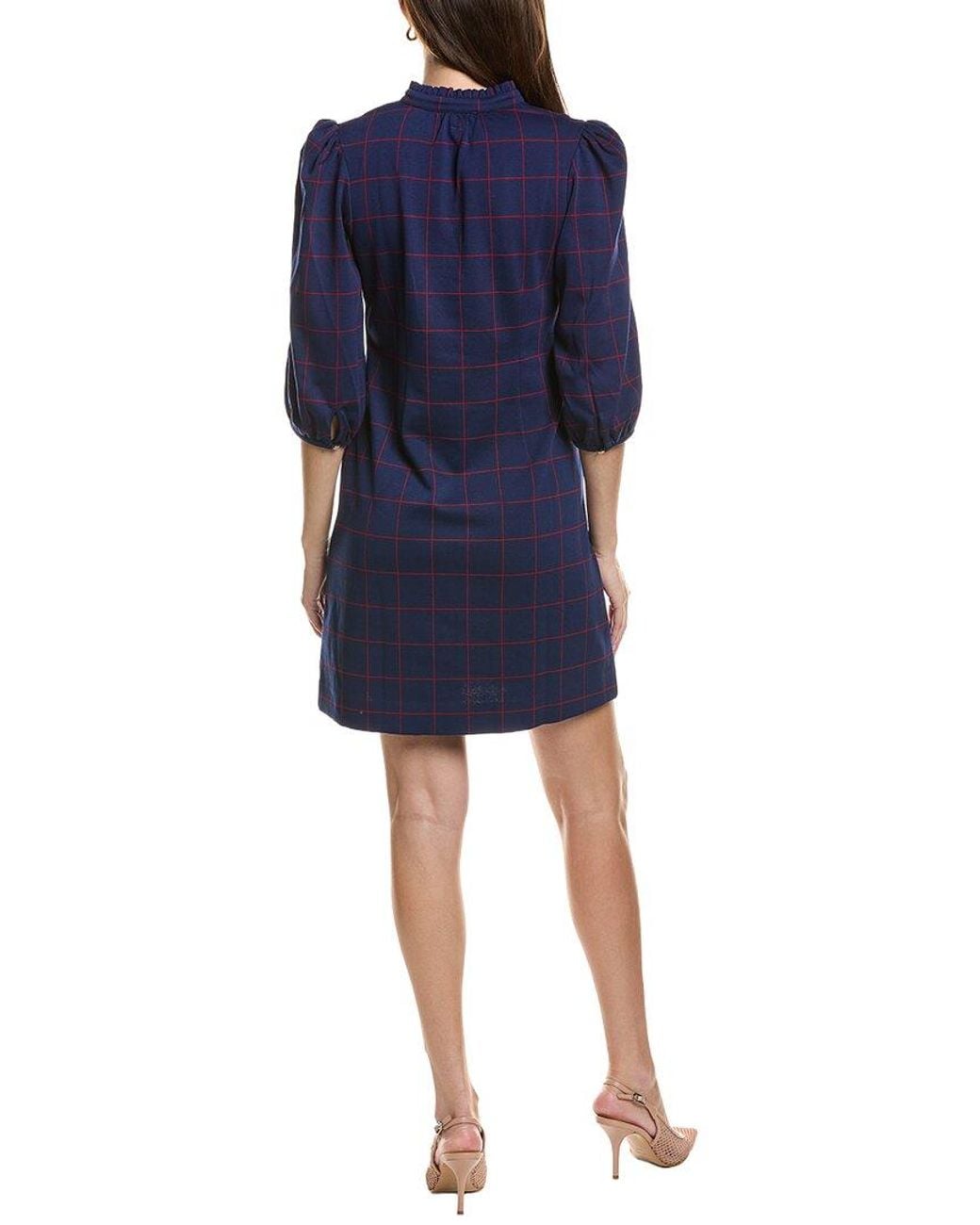 tyler boe Blue Sherri Knit Plaid Dress