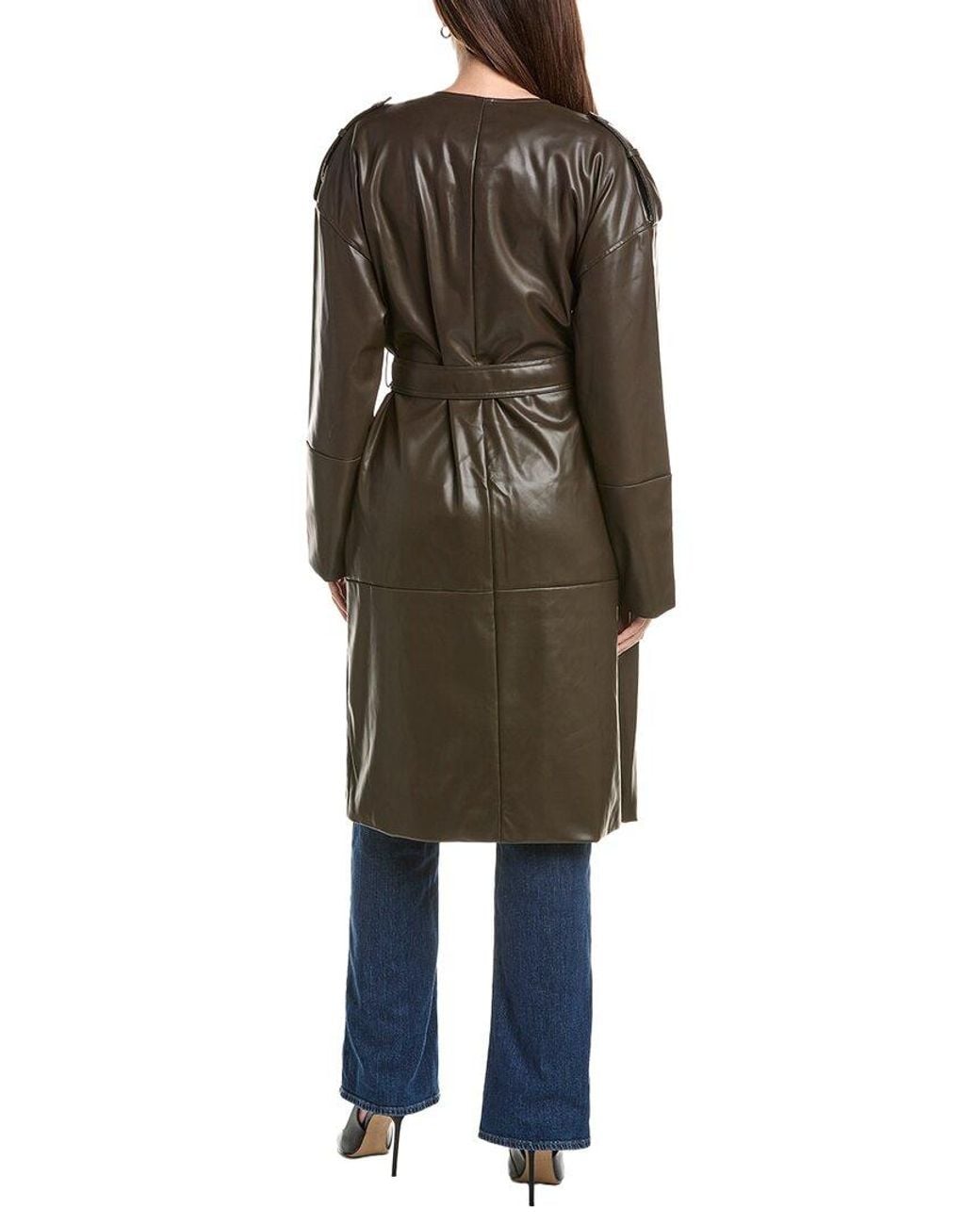 NVLT Green Vegan-Leather Trench Coat