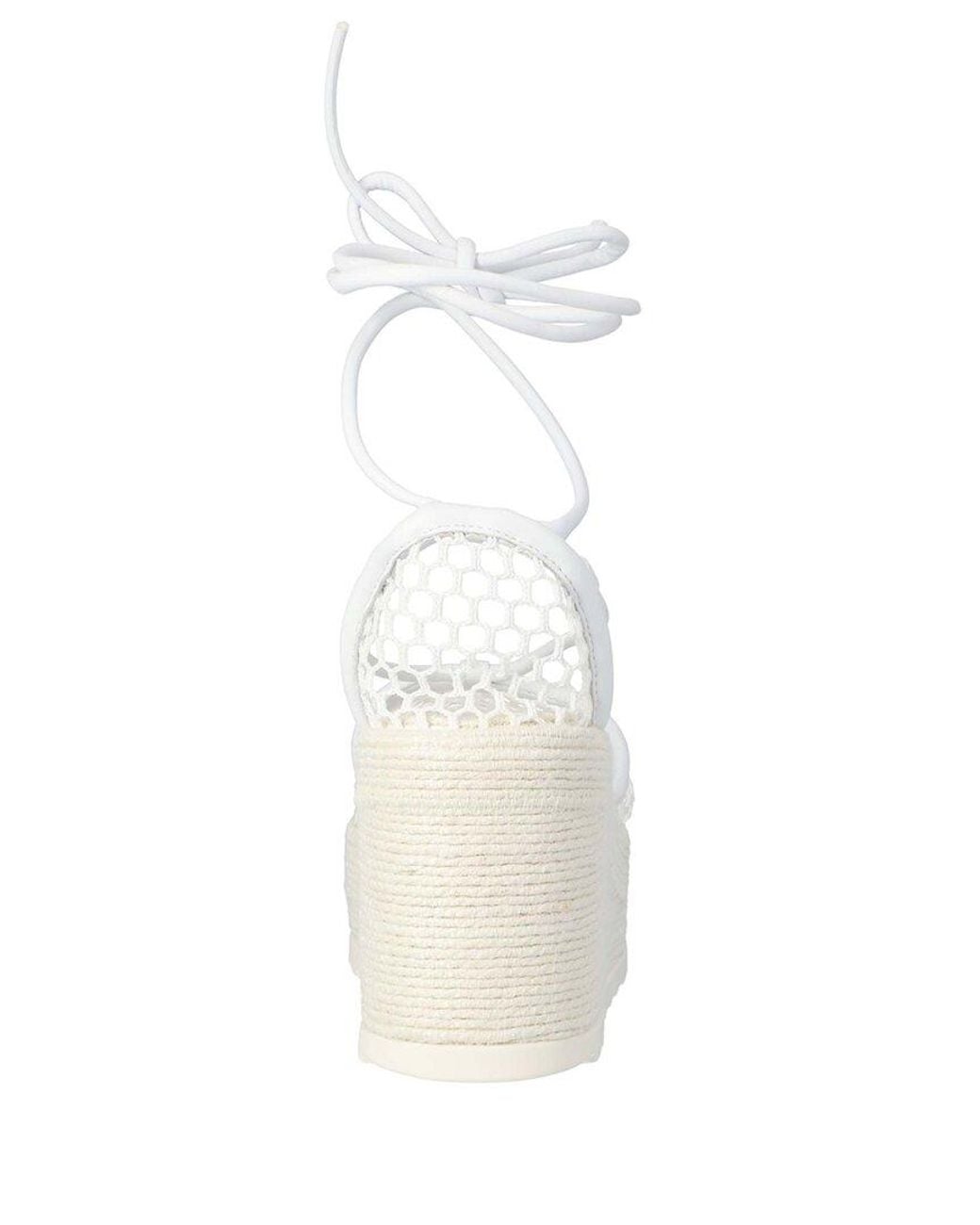 Bottega Veneta White Polyester Stretch Espadrille Wedge (Authentic Pre- Loved)