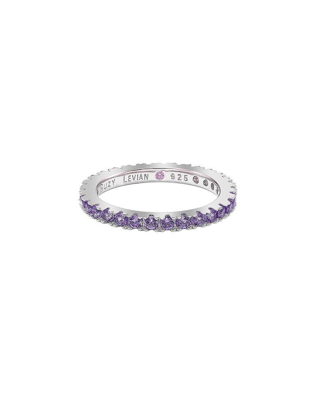 Suzy Levian White Silver Cz Stackable Ring