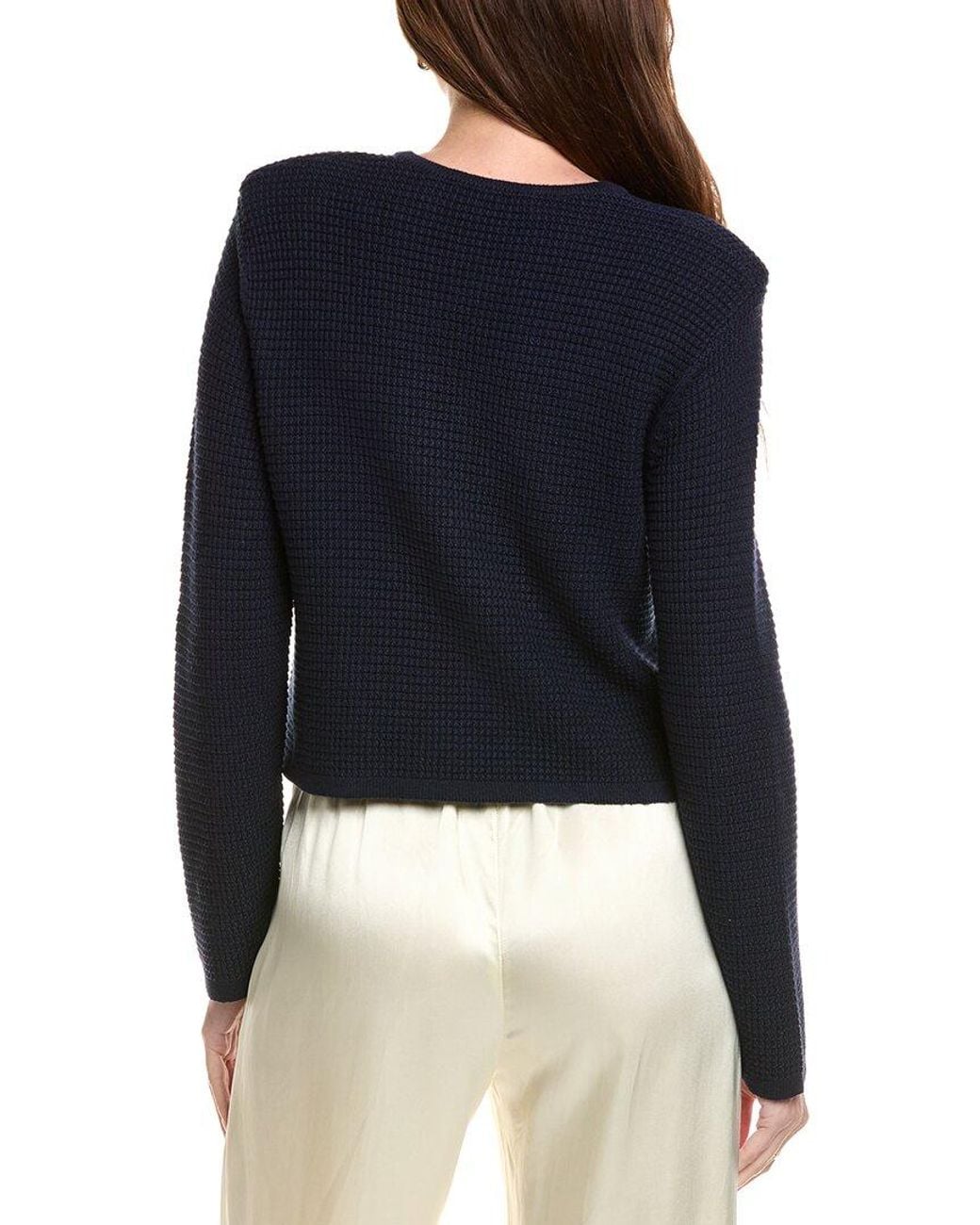 Hannah Rose Blue Textured Crop Cashmere-Blend Jacket