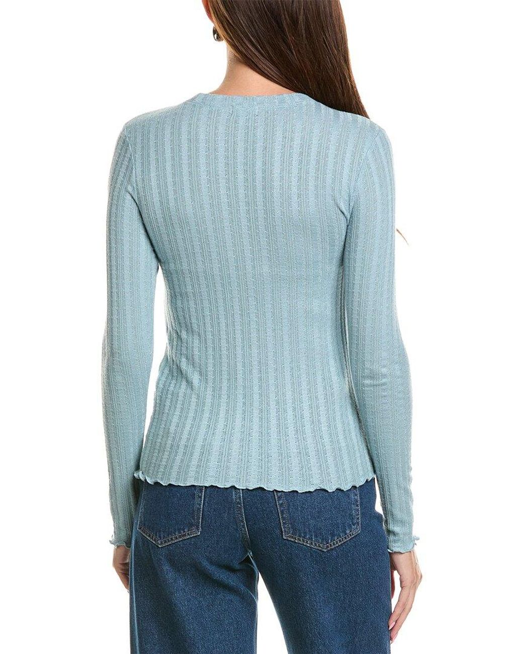 Splendid Blue Pointelle Top