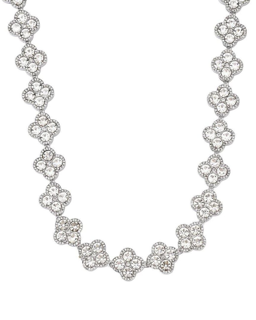 Adornia Metallic Crystal Clover Link Chain Necklace