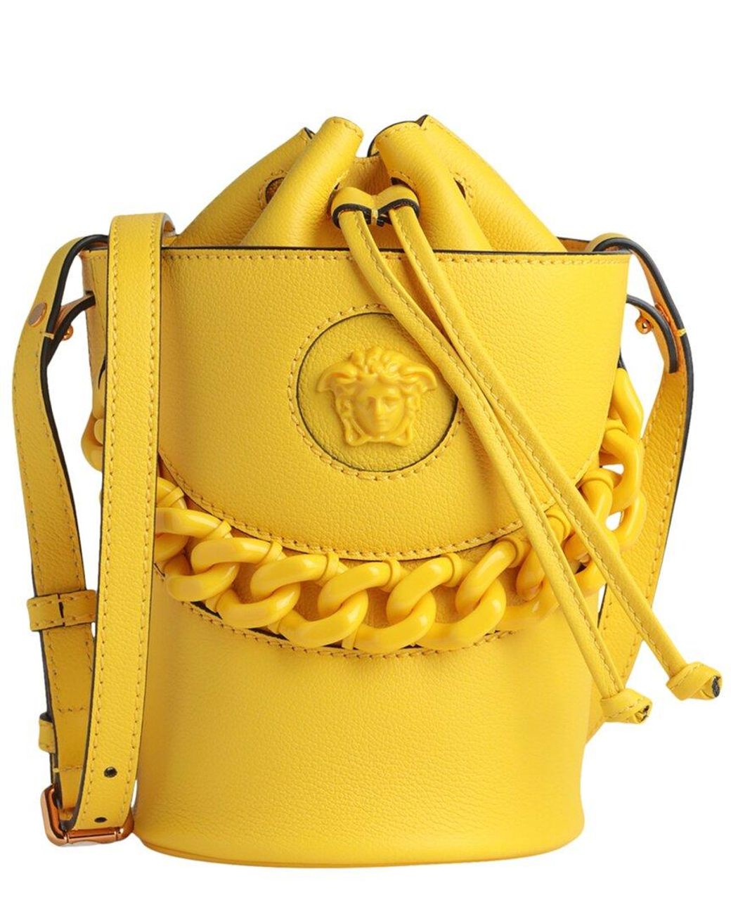 Versace La Medusa Mini Leather Shoulder Bag in Yellow