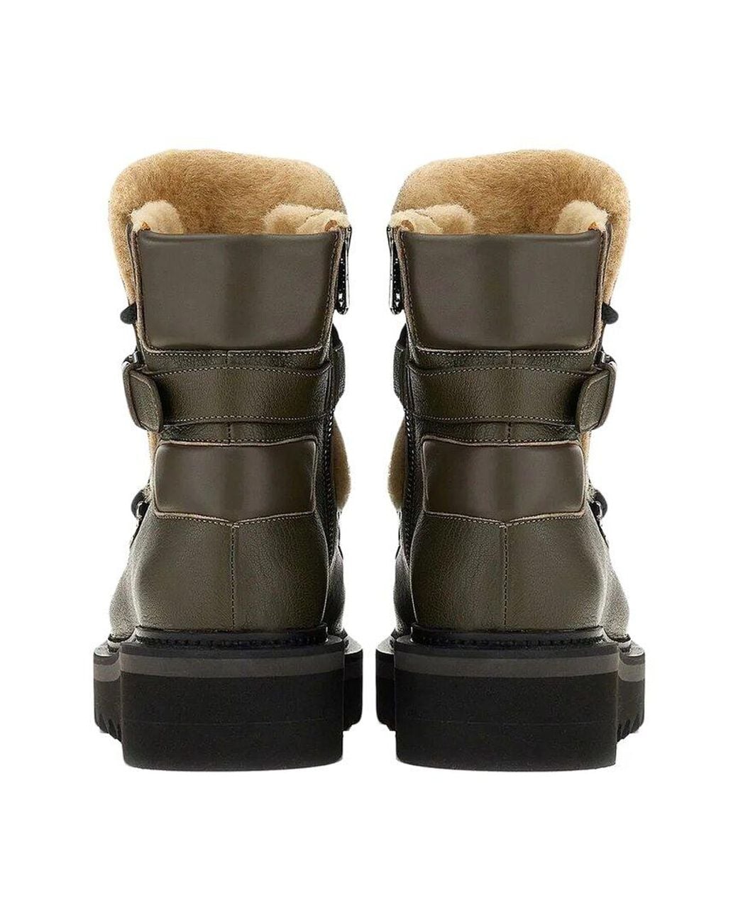 Ferragamo Black Lace-Up Hiking Leather Bootie
