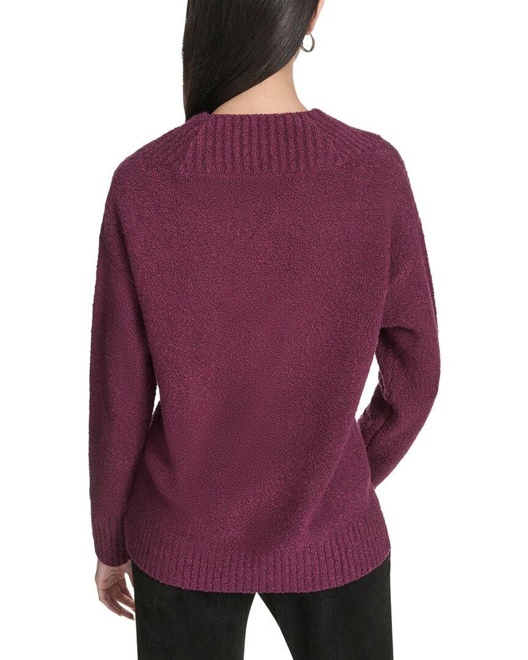 Halston Heritage Purple V-Neck Boucle Sweater
