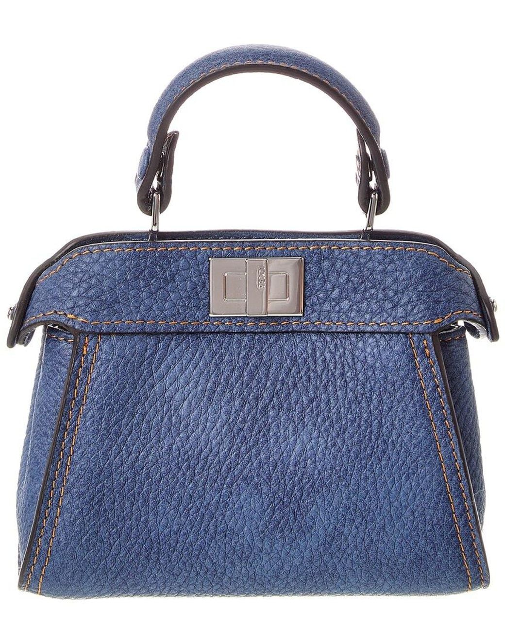 Fendi Blue Nano Peekaboo Leather Clutch