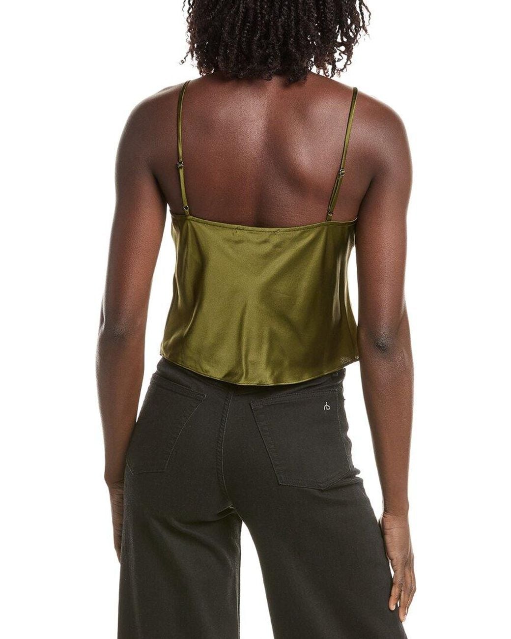 REVERIEE Green Satin Silk Blouse