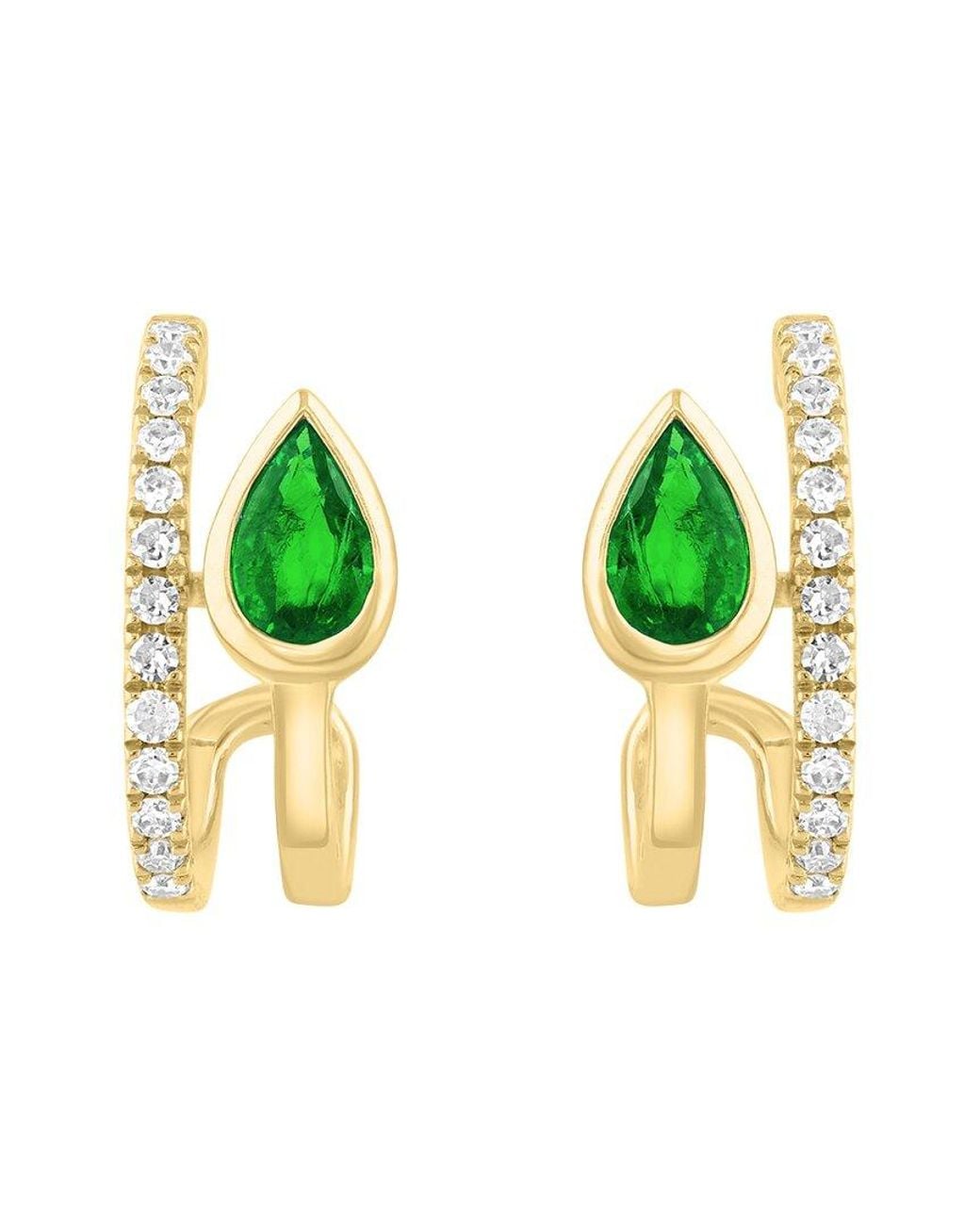 Effy Fine Jewelry Metallic 14K 0.57 Ct. Tw. Diamond & Emerald Earrings