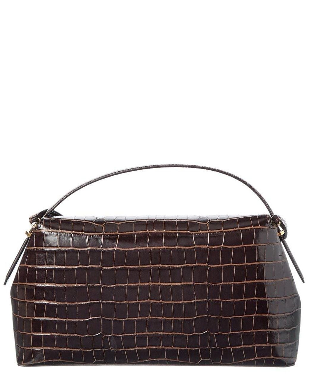 Totême  Black T-Lock Croc-Embossed Leather Top Handle Shoulder Bag
