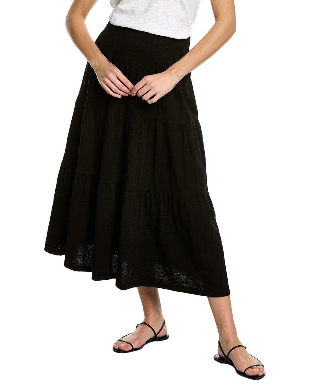 Præsident malm Perennial Wilt Rib Mix Tiered Maxi Skirt in Black | Lyst