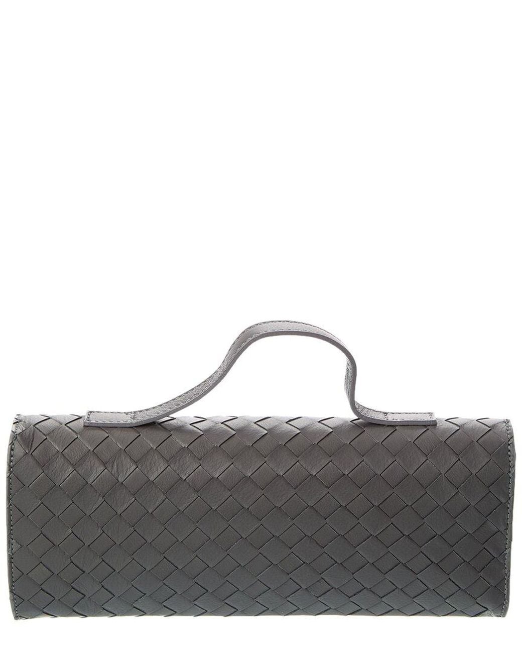 Isabella Rossetti Gray Faye Hand-Woven Leather Clutch
