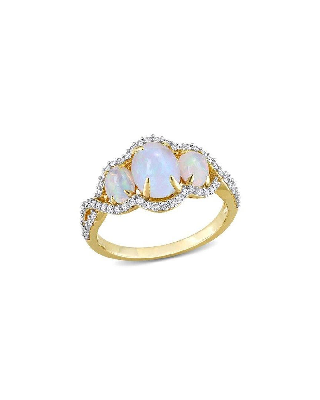Rina Limor White 10k 1.54 Ct. Tw. Diamond & Ethiopian Opal 3-stone Ring