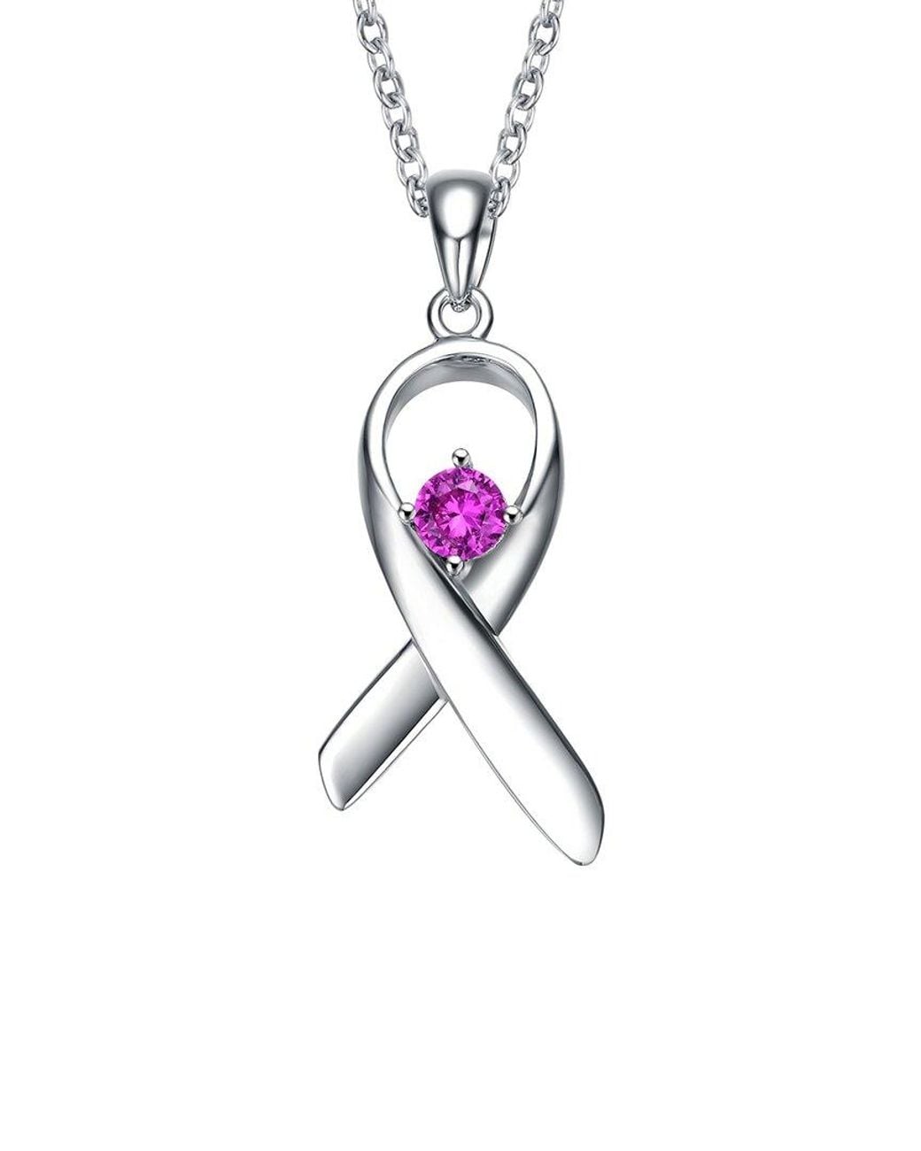 Rachel Glauber White Rhodium Plated Cz Love Pendant