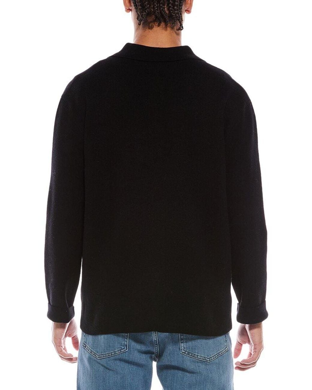 Brodie Cashmere Black Classic Wool & Cashmere-Blend Sweater Shirt for men