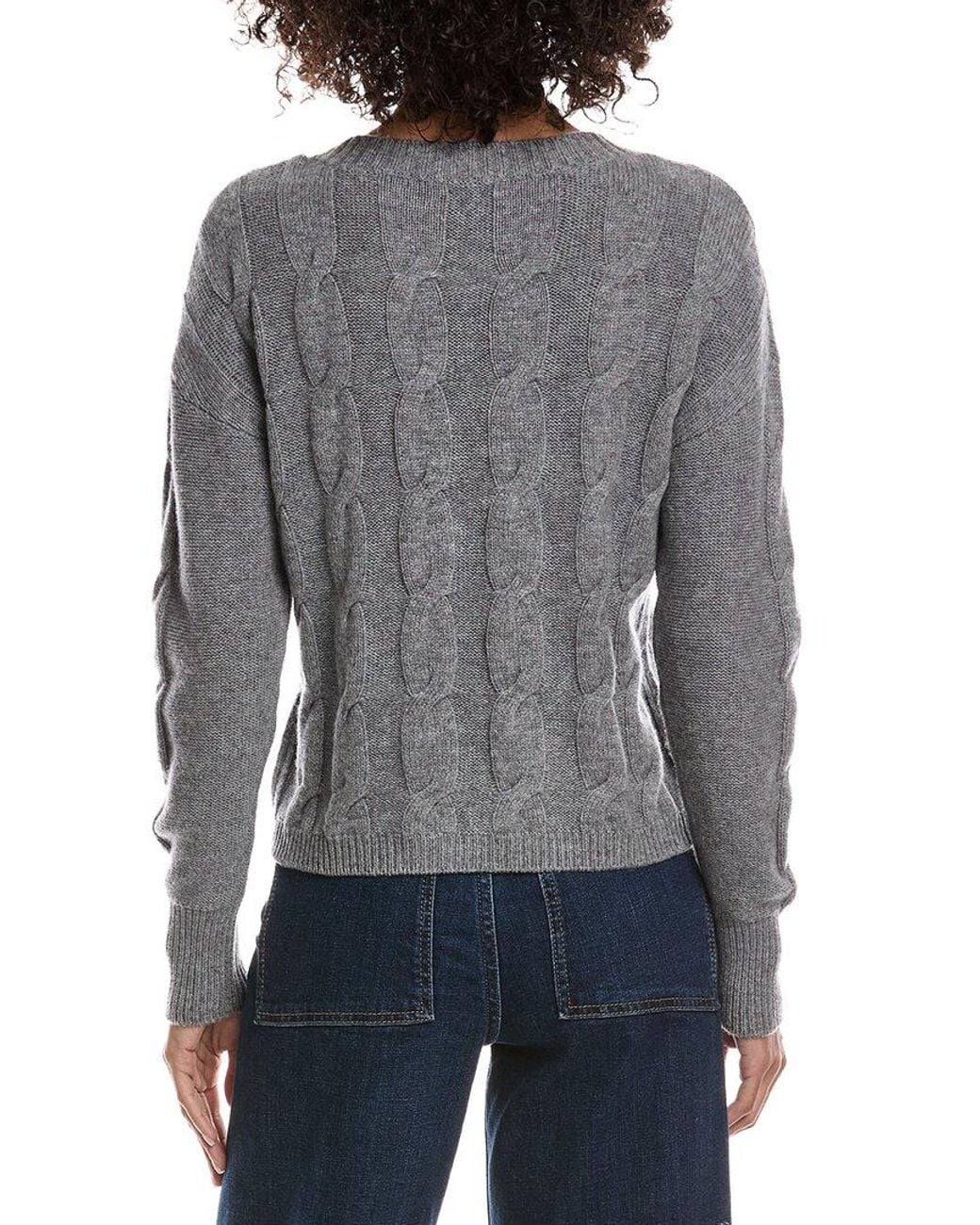 Forte Gray Crop Cable Wool & Cashmere-Blend Sweater