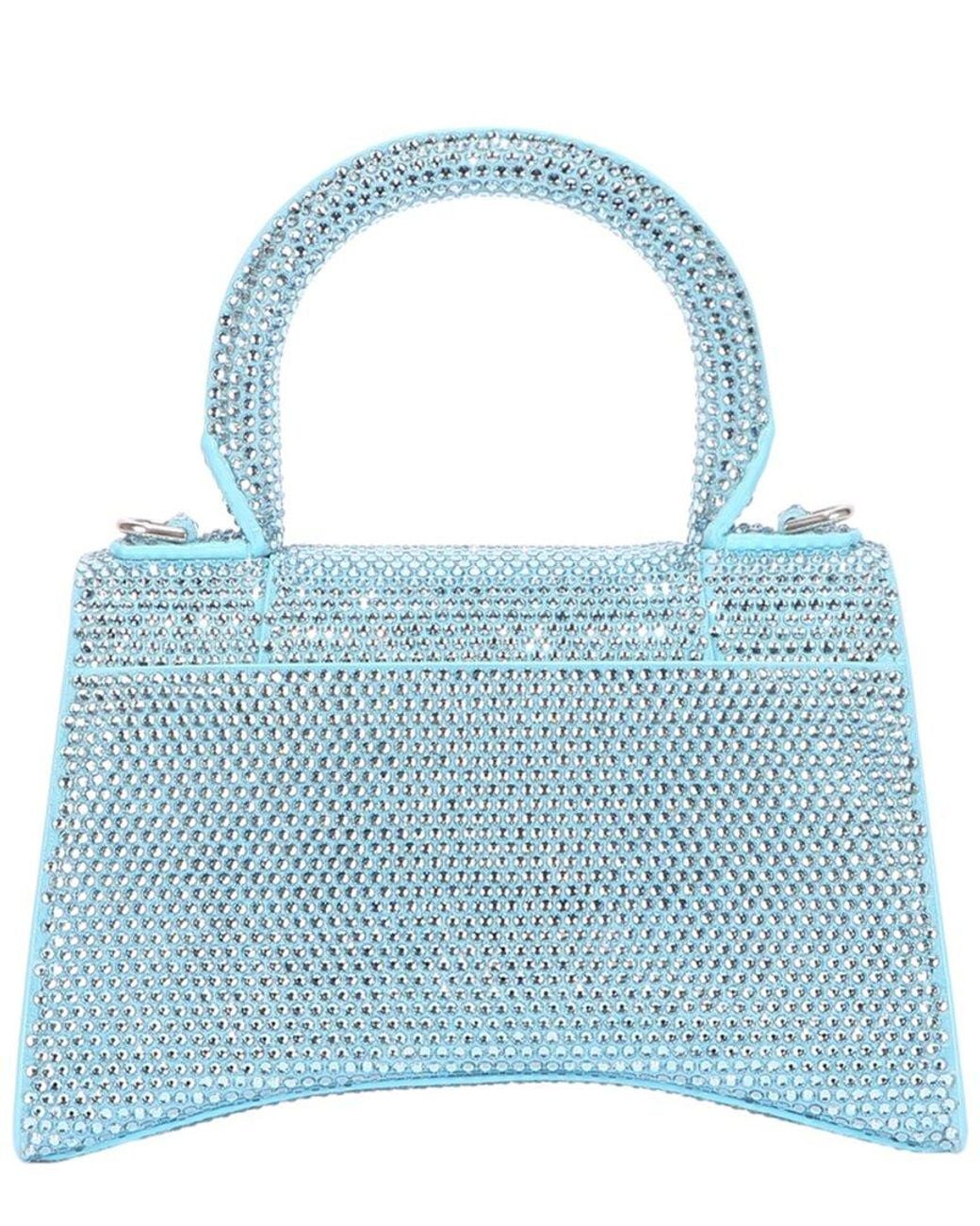 Balenciaga Blue Hourglass Xs Leather Top Handle Bag